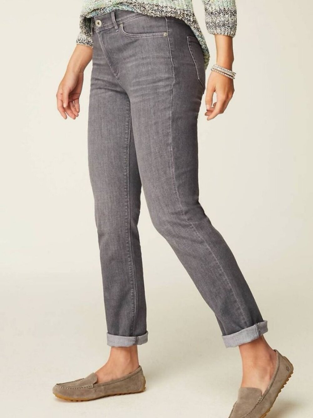J. Jill The Boyfriend Straight Leg Ankle Gray Jeans Women’s Sz 16 Petite Casual